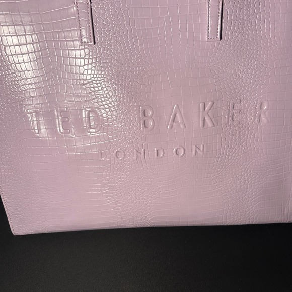 Ted Baker Tote Bag Large Croc Embossed Lilac Pink The Icon Tote London Barbiecor - Picture 2 of 14